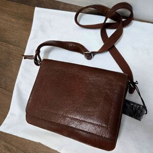 Genicci Brown Leather Flap Over Crossbody Bag NWT
